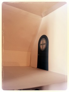 Attach top dividing wall to ceiling Blue Paper Dollhouse