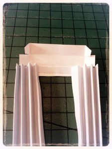 Curtains stick middle divider of curtains to back of pelmet Blue Paper Dollhouse