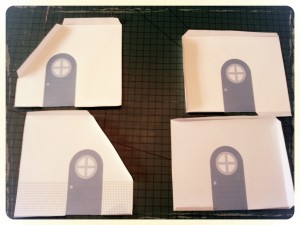 Fold tabs of dividing walls forward Blue Paper Dollhouse