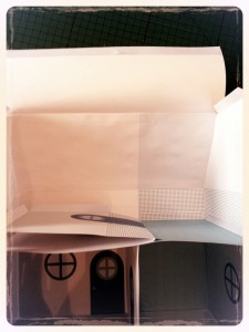 Fold top dividing wall down Blue Paper Dollhouse
