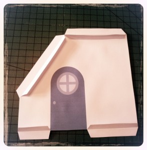 Glue walls together but not tabs Blue Paper Dollhouse