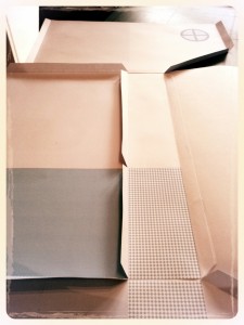 Line upstairs floor up with lines on front wall Blue Paper Dollhouse