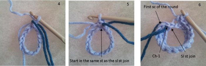 Joining in the round - starting in the st after the sl st join