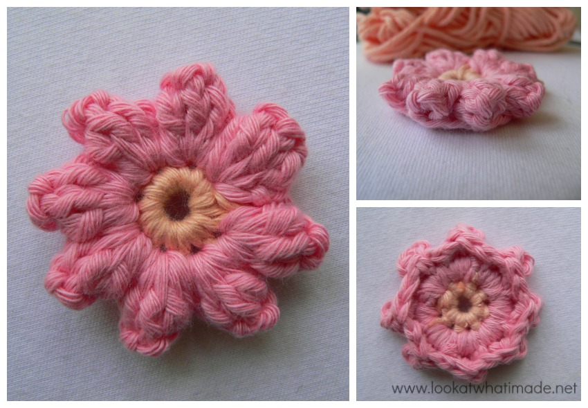 Popcorn Stitch from the front, side, and back.