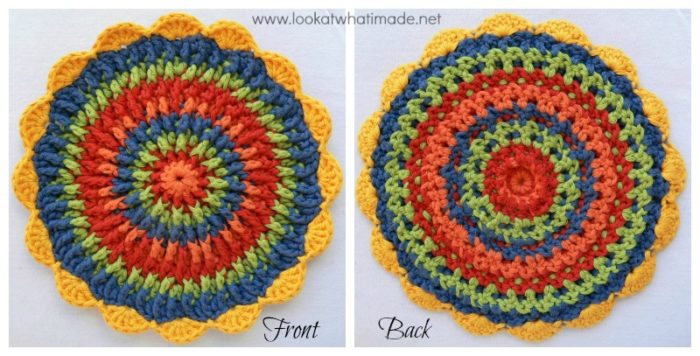 Round Crochet Potholder Trivet Mandala